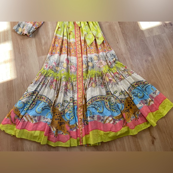 New boho maxi dress  a-line ruffles mandarin collar $169 NWT medium a loves a - Picture 10 of 13